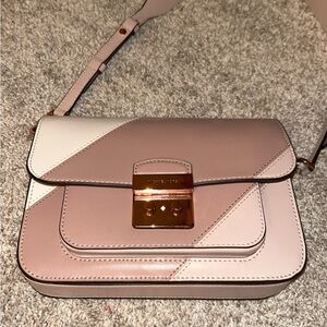 Pink and cream Michael Kors handbag, rose gold hardware, smaller bag